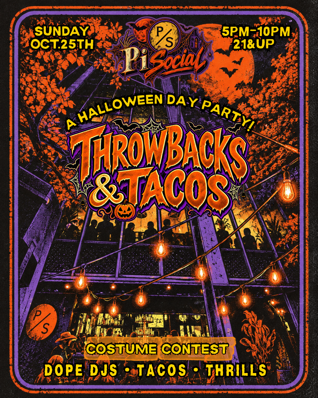 Throwbacks & Tacos event flyer